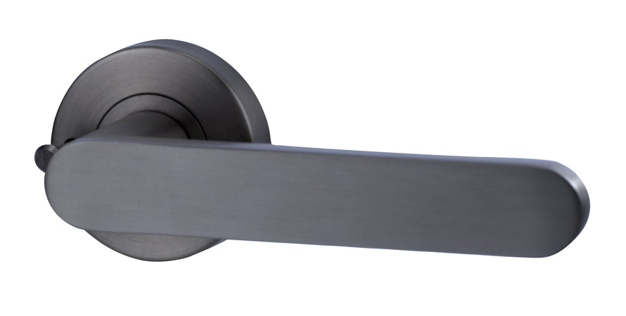 Lockwood LEVER V3 PRIVACY SET WITH LATCH Satin Gun Metal