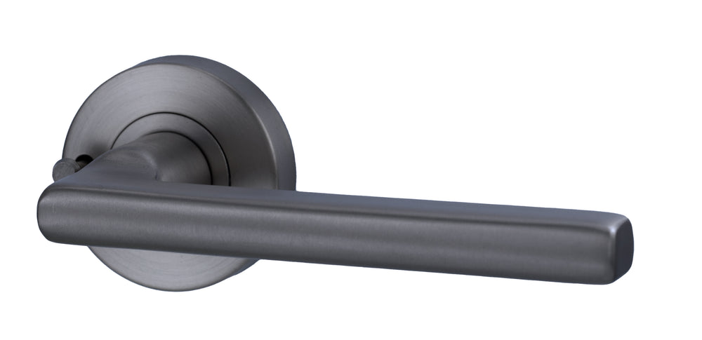Lockwood LEVER V4 PRIVACY SET WITH LATCH Satin Gun Metal
