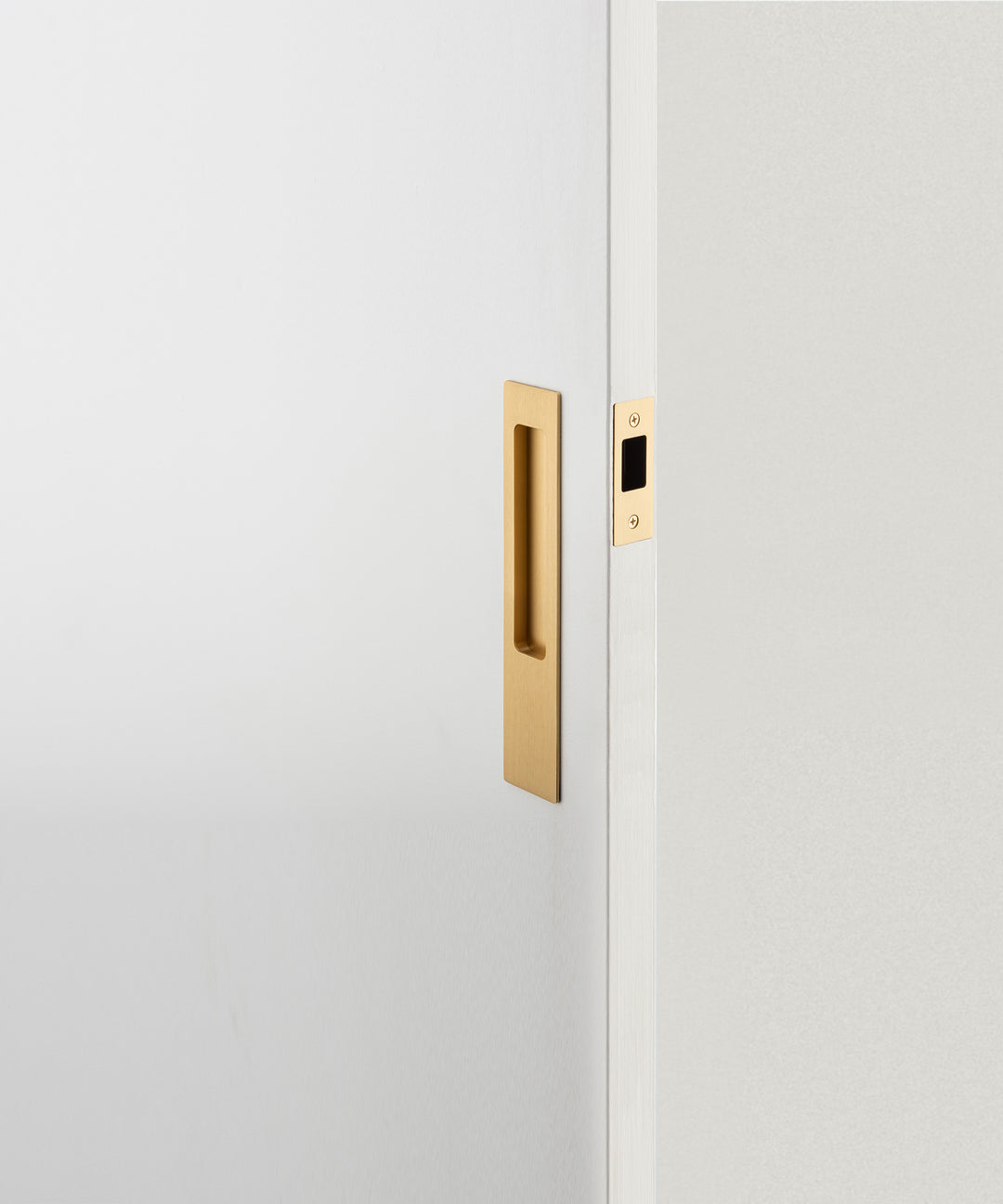Rectangular Sliding Door Pull Passage Kit Brushed Brass
