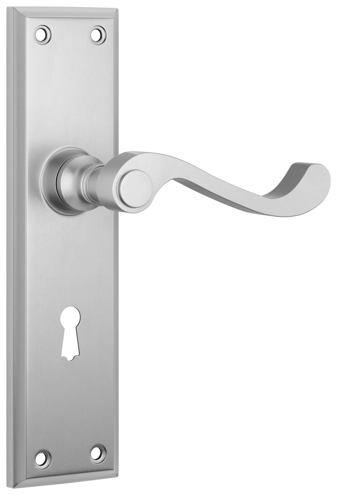 Door Lever Milton Lock Pair Satin Chrome H200xW50xP68mm