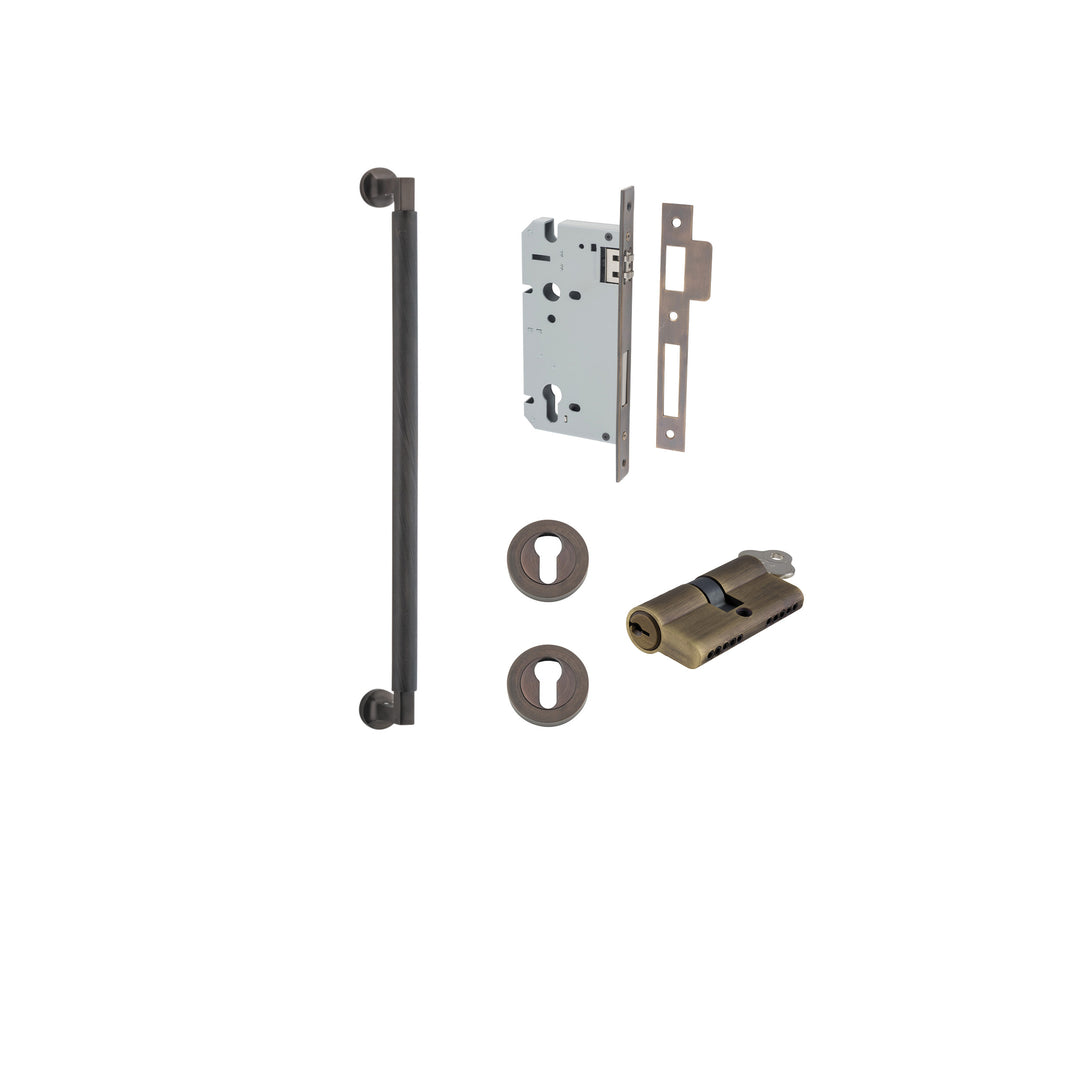 Brunswick Pull Handle - 450mm Entrance Kit with Separate High Security Lock Signature Brass