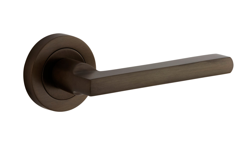 Baltimore Lever - Round Rose Signature Brass