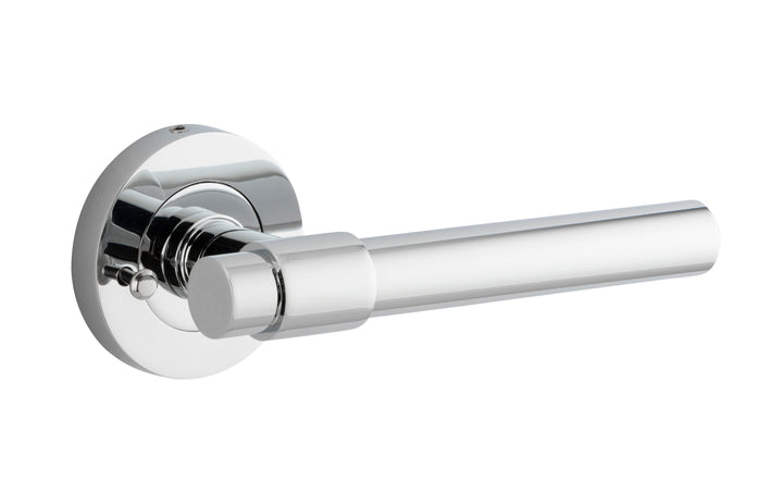 Helsinki Lever - Round Rose (Inbuilt Privacy) Polished Chrome