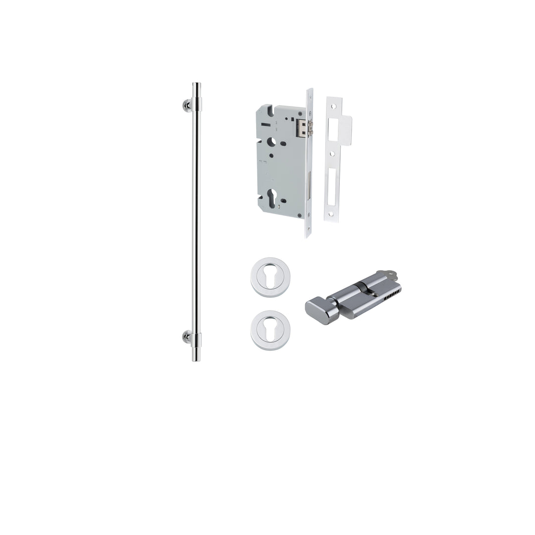 Helsinki Pull Handle - 600mm Entrance Kit with Separate High Security Lock Polished Chrome