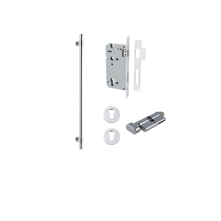 Helsinki Pull Handle - 600mm Entrance Kit with Separate High Security Lock Polished Chrome