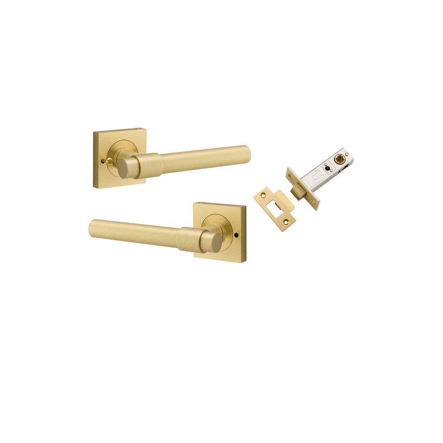 Helsinki Lever - Square Rose (Inbuilt Privacy) Brushed Gold PVD