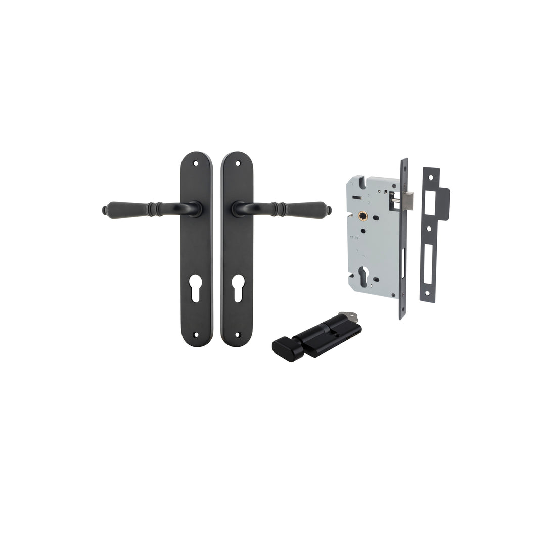 Sarlat Lever - Oval Backplate Entrance Kit with High Security Lock Matt Black
