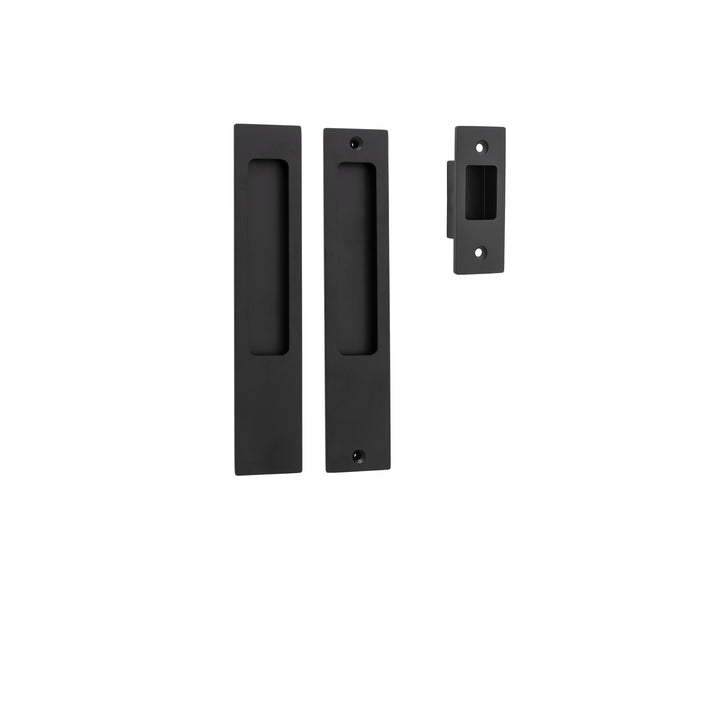 Rectangular Sliding Door Pull Passage Kit Matt Black