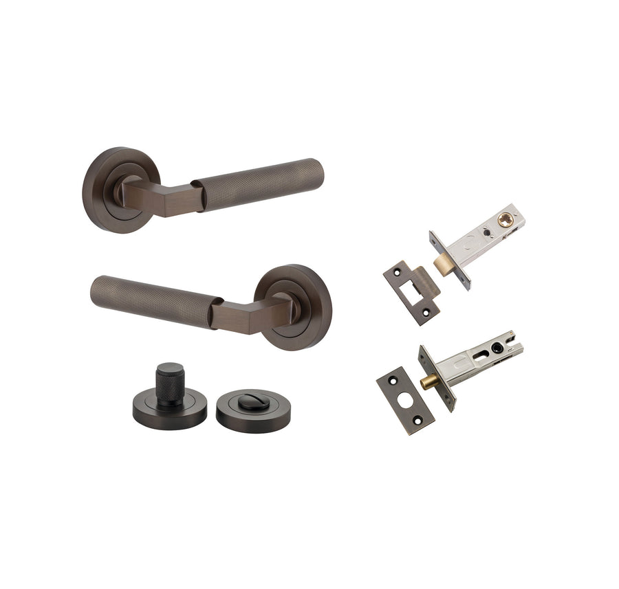 Brunswick Lever - Round Rose Privacy Kit Signature Brass