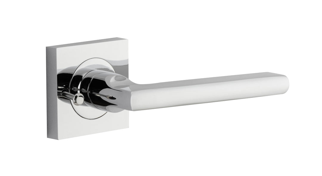 Baltimore Lever - Square Rose (Inbuilt Privacy) Polished Chrome