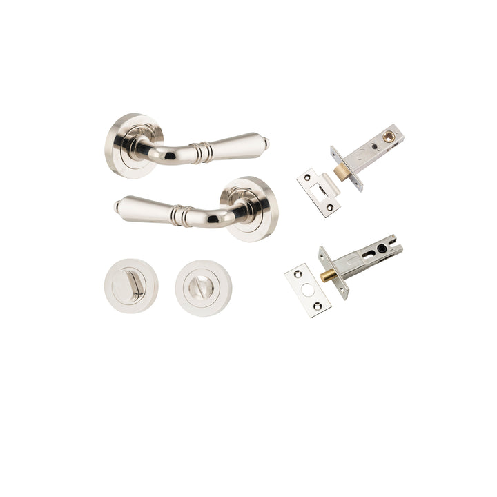 Sarlat Lever - Round Rose Privacy Kit with Separate Privacy Turn Polished Nickel