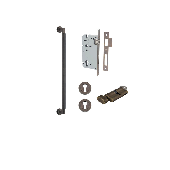 Brunswick Pull Handle - 450mm Entrance Kit with Separate High Security Lock Signature Brass