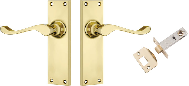 Door Lever Victorian Polished Brass Passage Set
