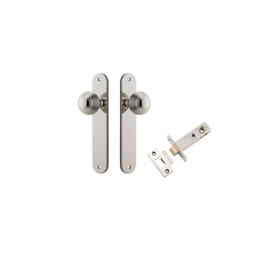 Guildford Knob - Oval Backplate Passage Kit Polished Nickel