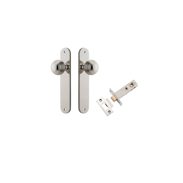 Guildford Knob - Oval Backplate Passage Kit Polished Nickel