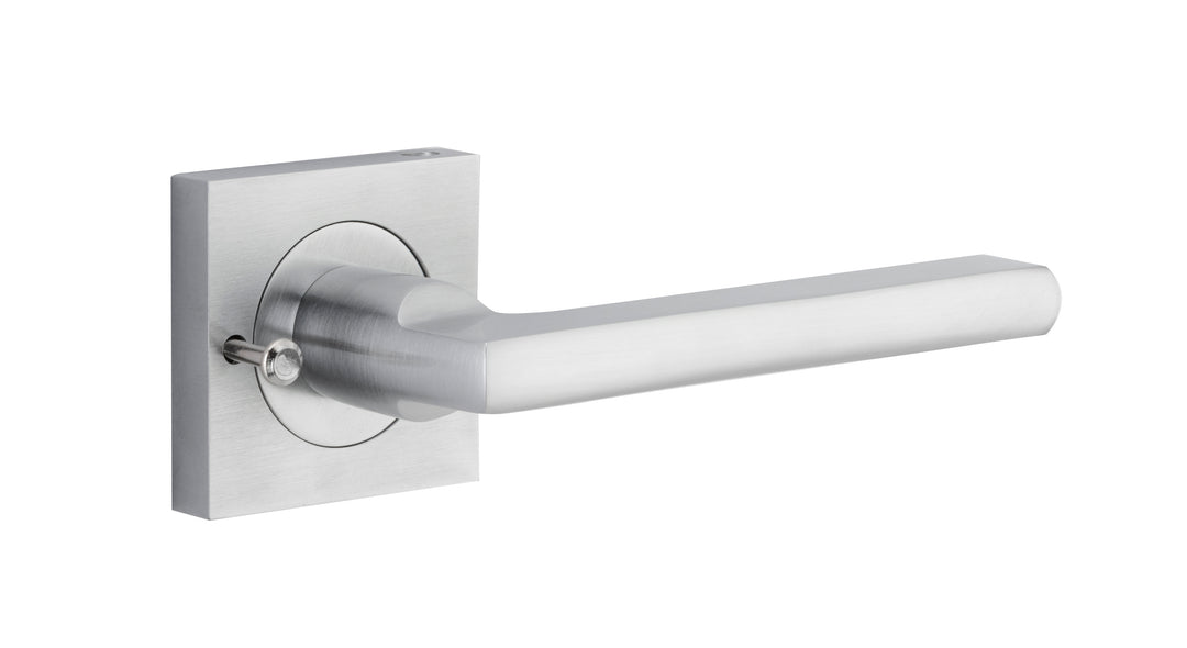 Baltimore Lever - Square Rose (Inbuilt Privacy) Brushed Chrome