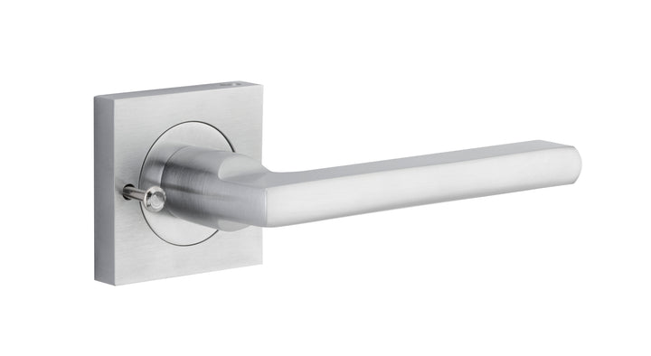 Baltimore Lever - Square Rose (Inbuilt Privacy) Brushed Chrome