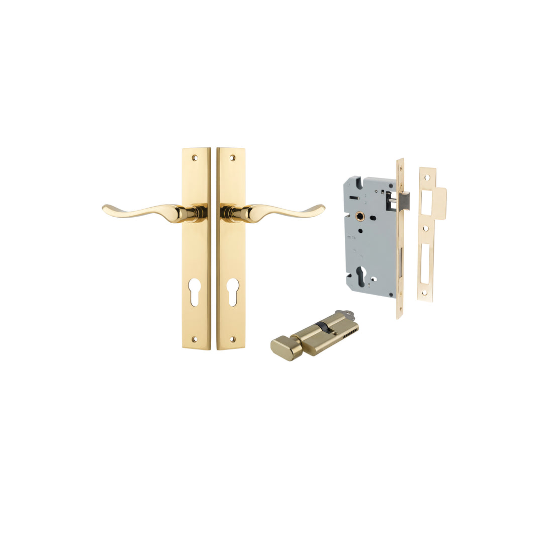 Stirling Lever - Rectangular Backplate Entrance Kit with High Security Lock Polished Brass