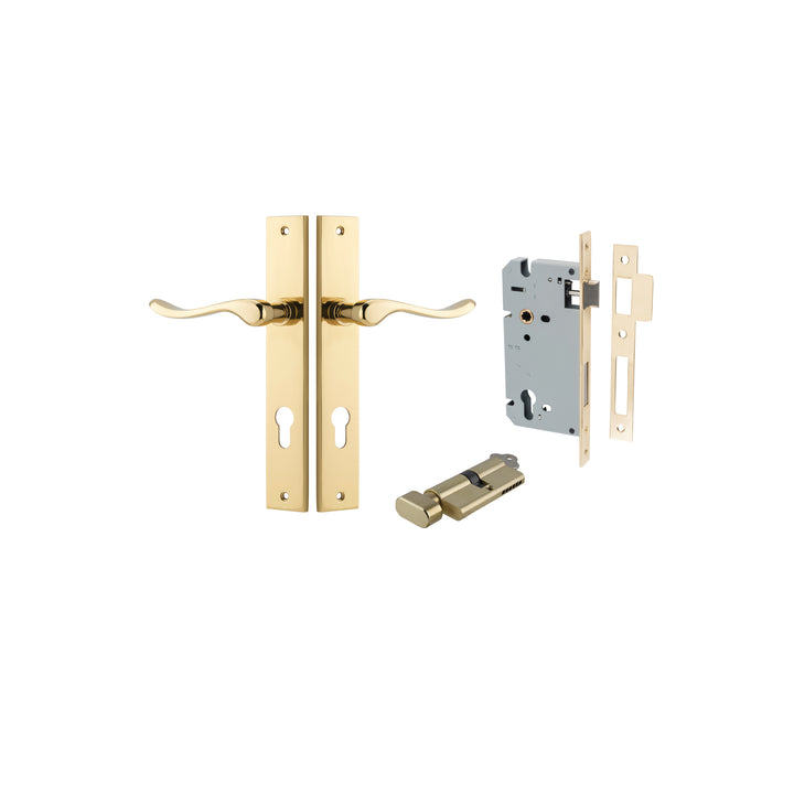 Stirling Lever - Rectangular Backplate Entrance Kit with High Security Lock Polished Brass