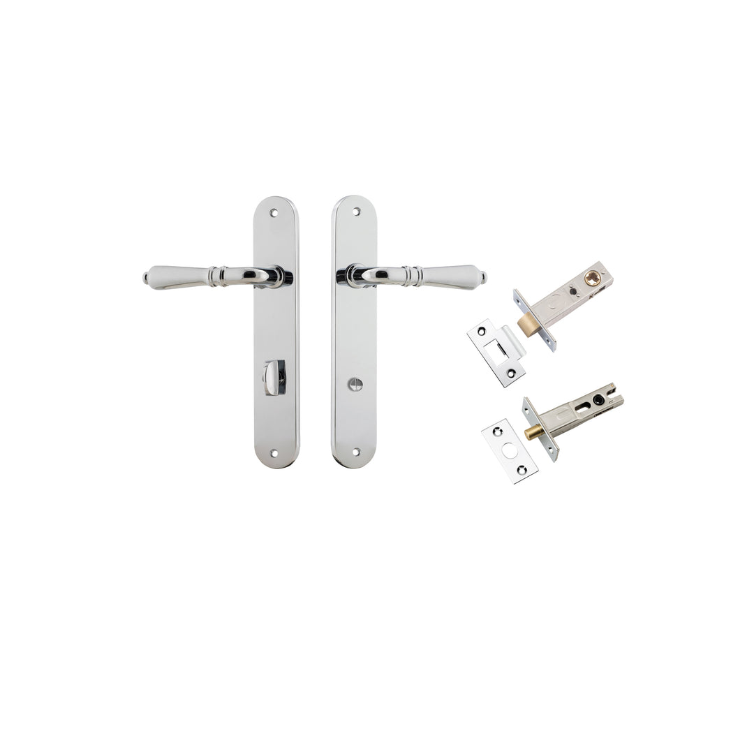 Sarlat Lever - Oval Backplate Privacy Kit with Privacy Turn Polished Chrome