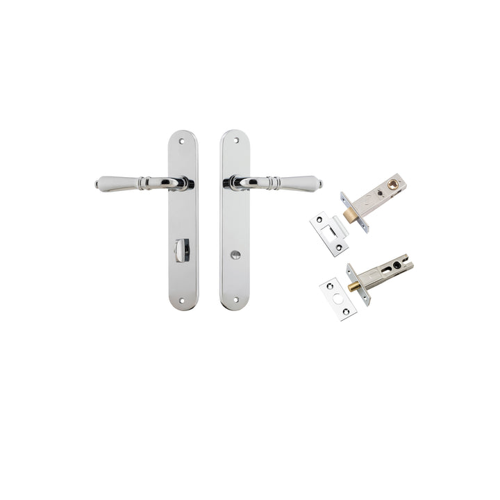 Sarlat Lever - Oval Backplate Privacy Kit with Privacy Turn Polished Chrome
