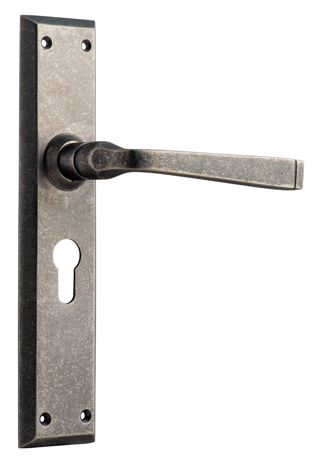 Door Lever Menton Euro Pair Rumbled Nickel H225xW50xP75mm