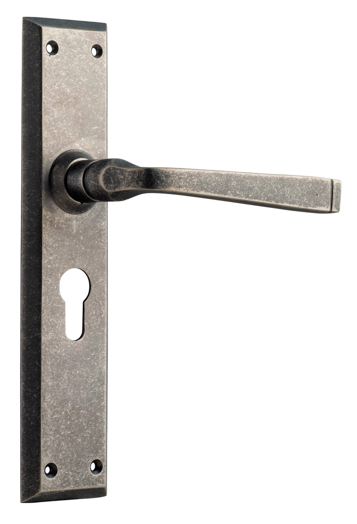 Door Lever Menton Euro Pair Rumbled Nickel H225xW50xP75mm