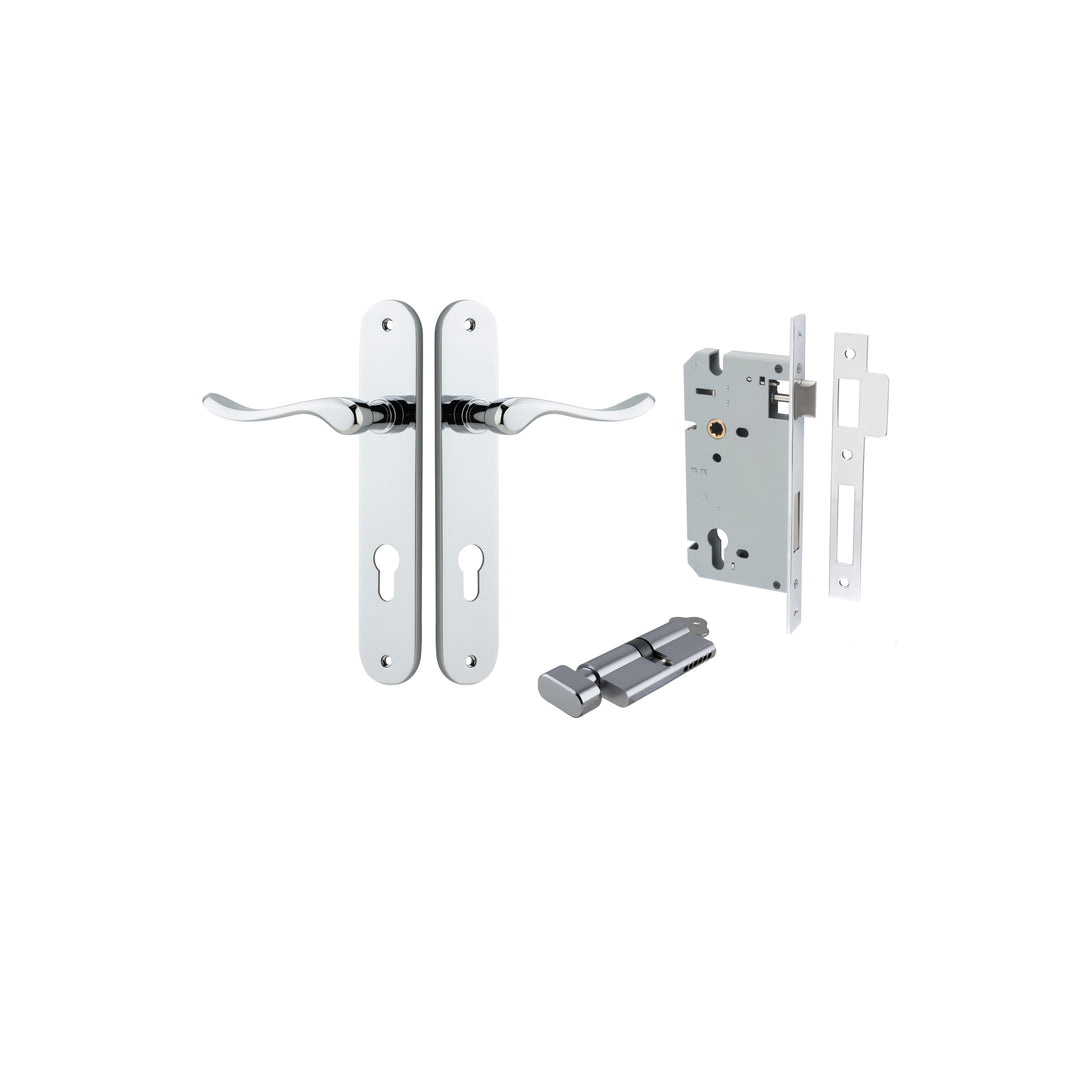 Stirling Lever - Oval Backplate Entrance Kit with High Security Lock Polished Chrome
