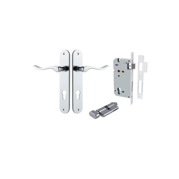 Stirling Lever - Oval Backplate Entrance Kit with High Security Lock Polished Chrome