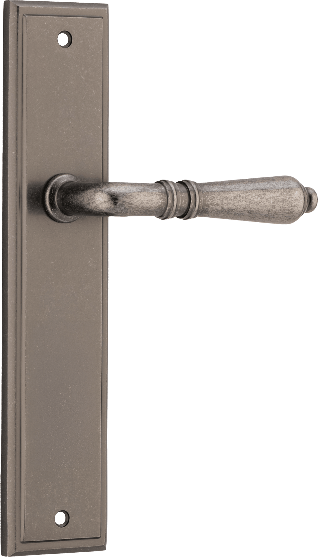 Sarlat Lever - Stepped Backplate Distressed Nickel