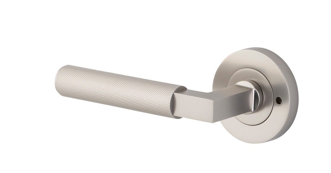 Brunswick Lever - Round Rose Privacy Kit (Inbuilt Privacy) Satin Nickel