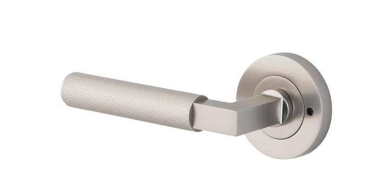 Brunswick Lever - Round Rose Privacy Kit (Inbuilt Privacy) Satin Nickel