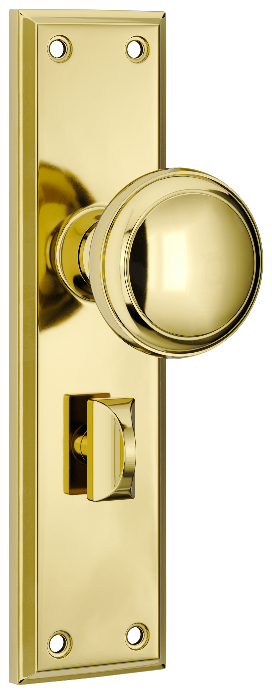 Door Knob Milton Privacy Pair Polished Brass H200xW50xP73mm with privacy adaptor