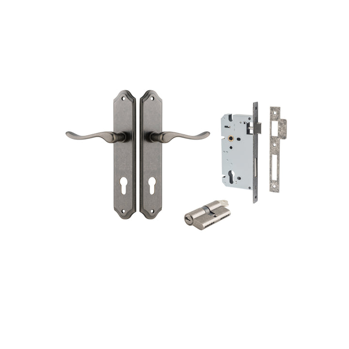 Stirling Lever - Shouldered Backplate Entrance Kit with High Security Lock Distressed Nickel
