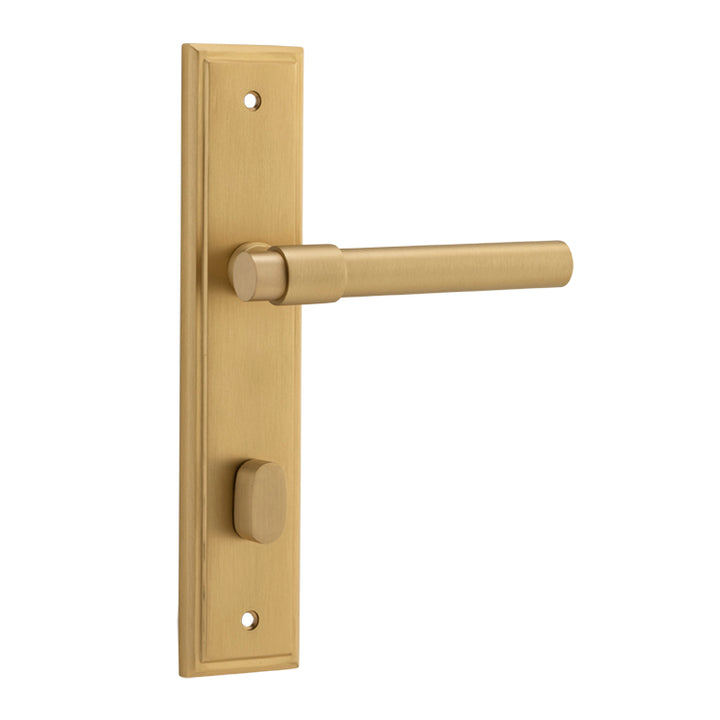 Helsinki Lever - Stepped Backplate Brushed Brass