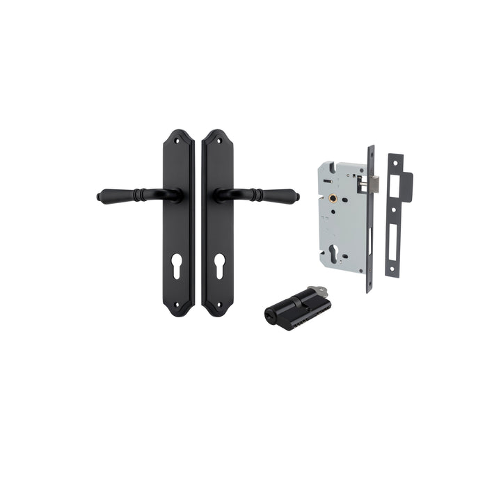 Sarlat Lever - Shouldered Backplate Entrance Kit with High Security Lock Matt Black