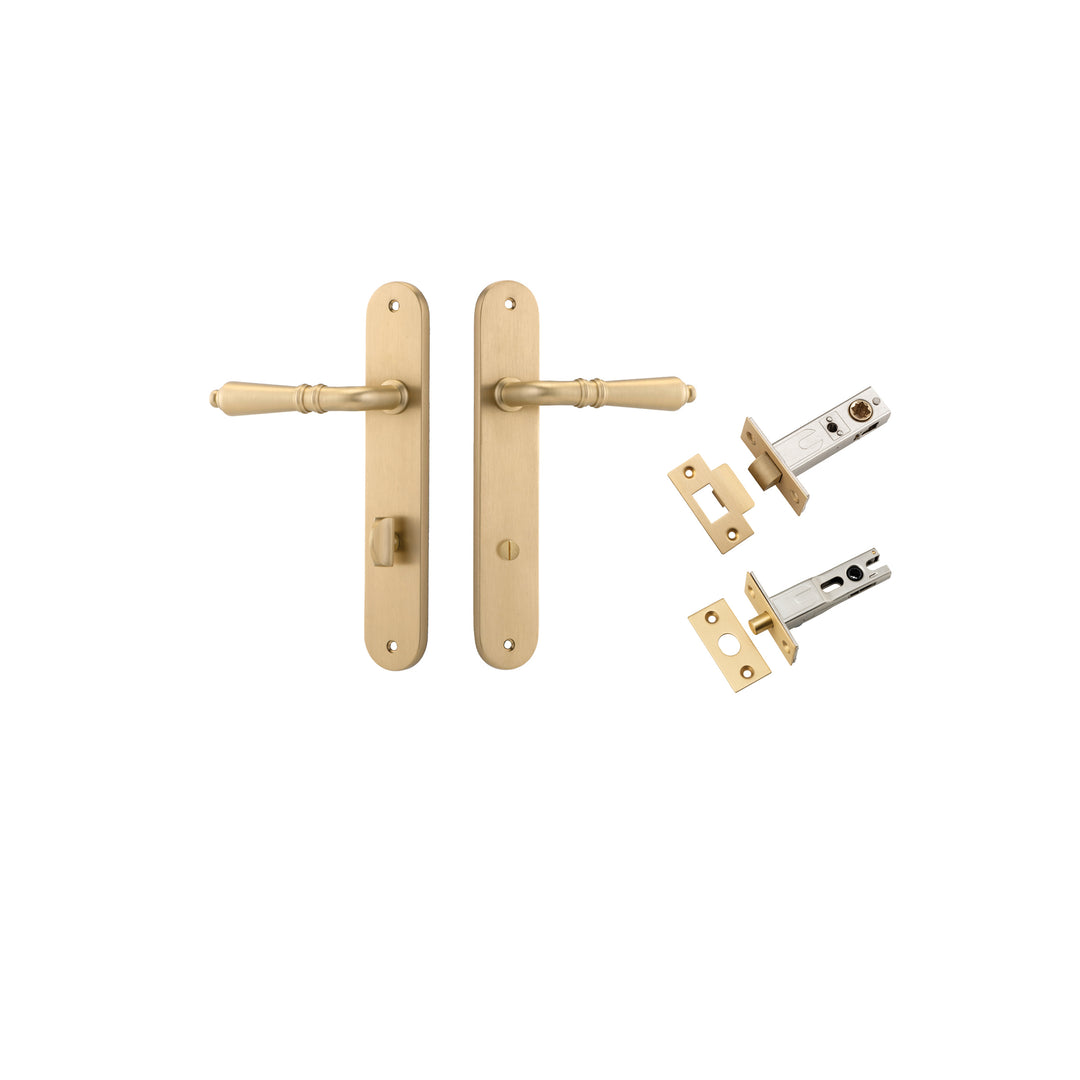 Sarlat Lever - Oval Backplate Privacy Kit with Privacy Turn Brushed Brass