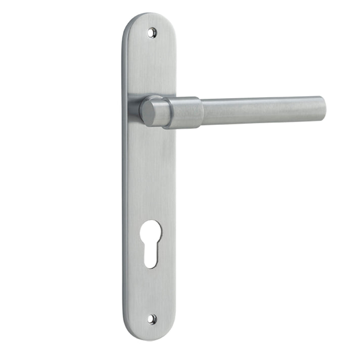 Helsinki Lever - Oval Backplate Brushed Chrome