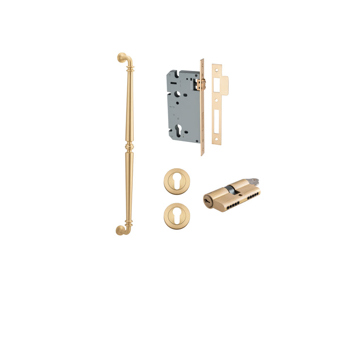 Sarlat Pull Handle - 600mm Entrance Kit with Separate High Security Lock Brushed Brass