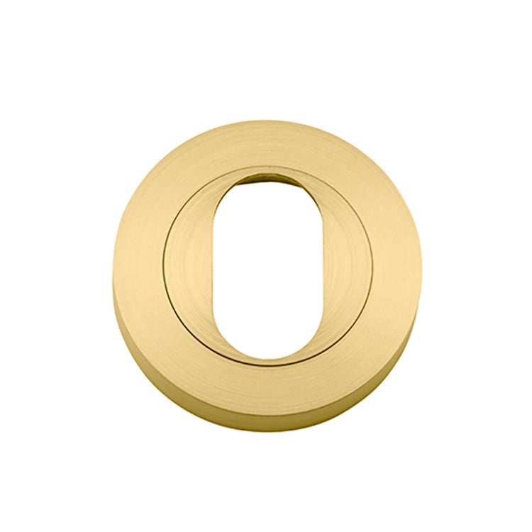 Oval Escutcheon -  Round Brushed Gold PVD