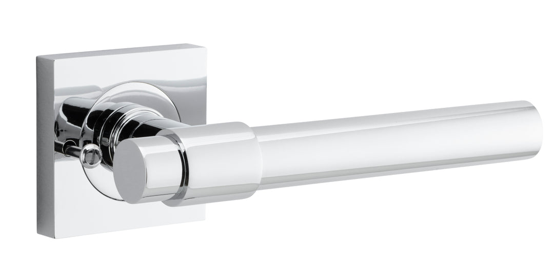 Helsinki Lever - Square Rose (Inbuilt Privacy) Polished Chrome