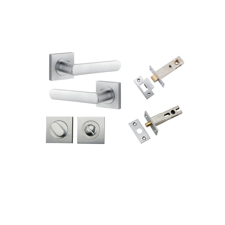 Osaka Lever - Square Rose Privacy Kit with Separate Privacy Turn Brushed Chrome