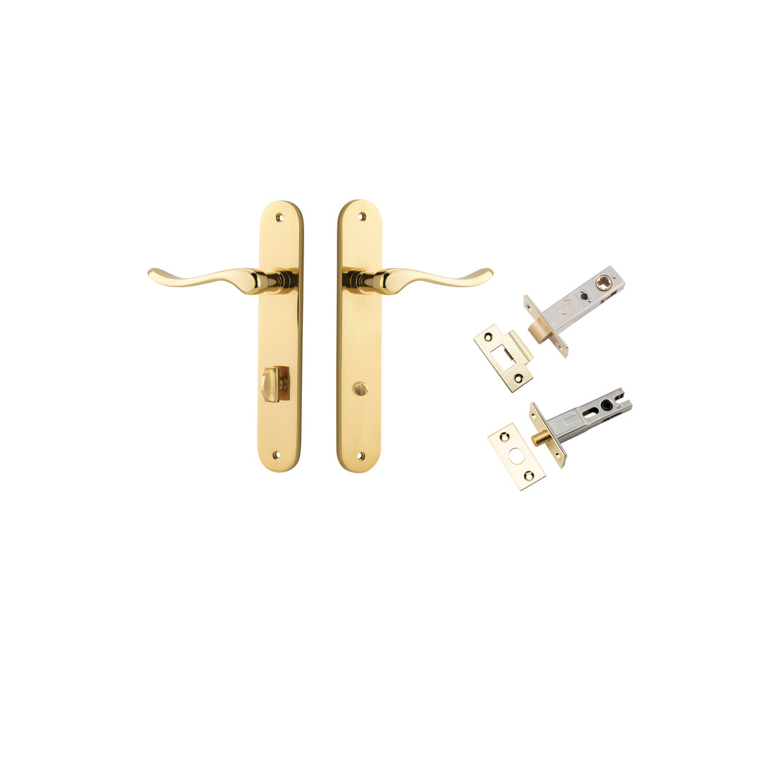 Stirling Lever - Oval Backplate Privacy Kit with Privacy Turn Polished Brass