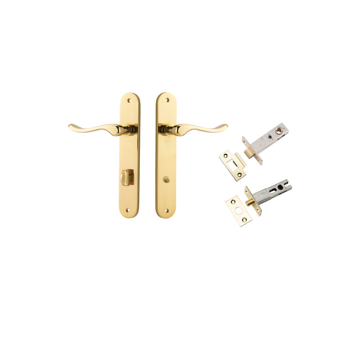 Stirling Lever - Oval Backplate Privacy Kit with Privacy Turn Polished Brass