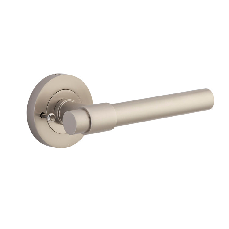 Helsinki Lever - Round Rose (Inbuilt Privacy) Satin Nickel