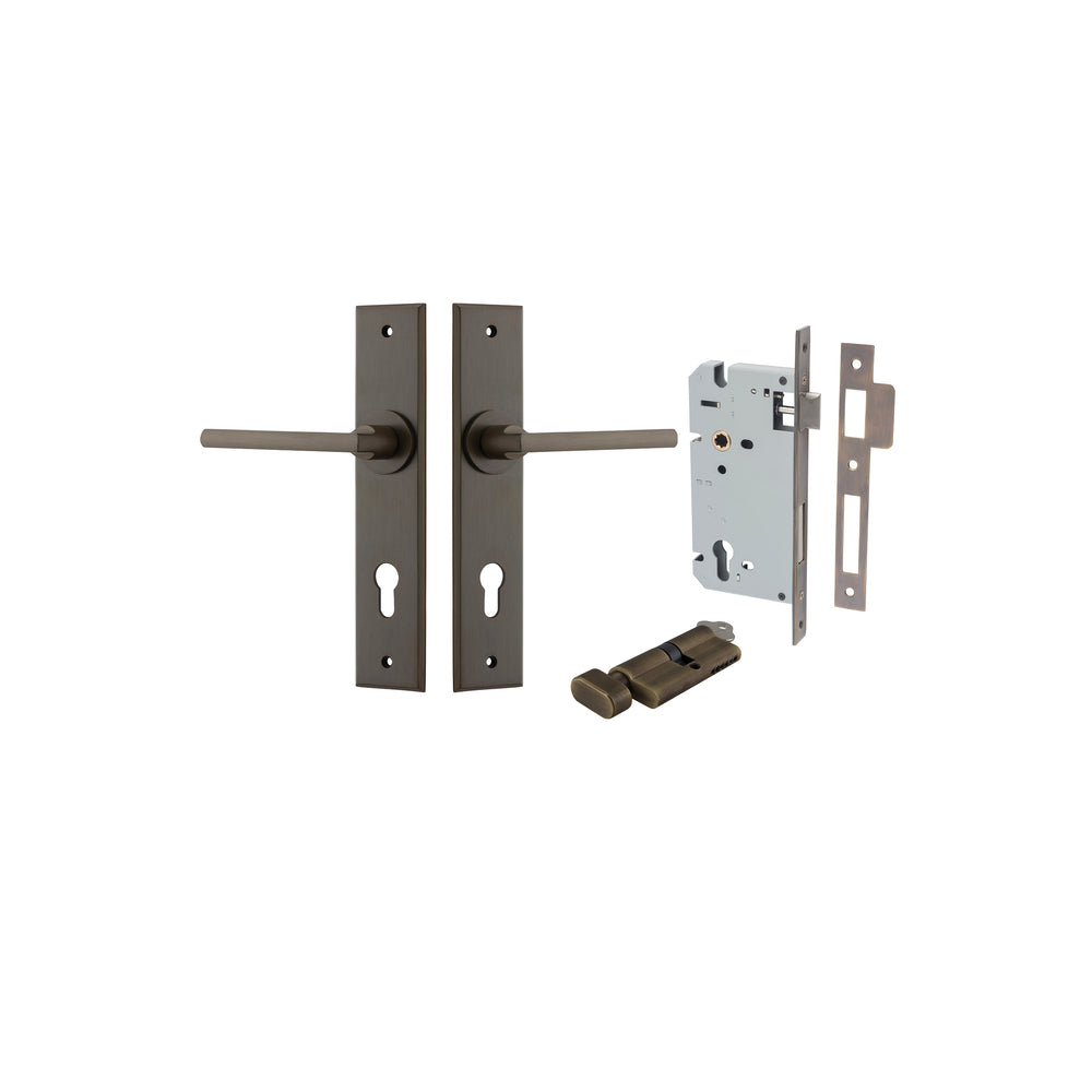Baltimore Lever - Chamfered Backplate Entrance Kit with High Security Lock Signature Brass