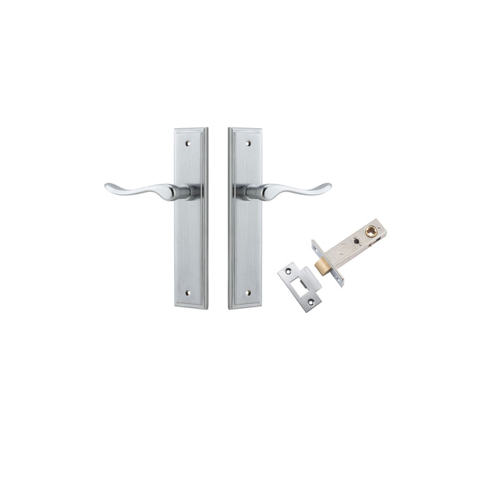 Stirling Lever - Stepped Backplate Passage Kit Brushed Chrome