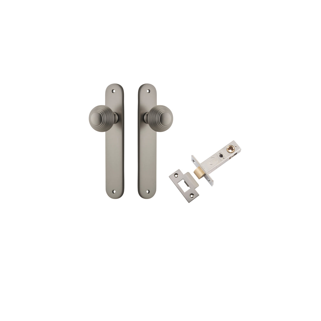 Guildford Knob - Oval Backplate Passage Kit Satin Nickel