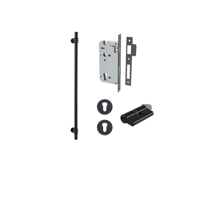 Helsinki Pull Handle - 600mm Entrance Kit with Separate High Security Lock Matt Black