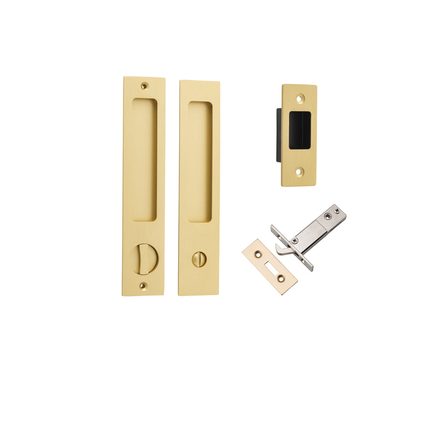 Rectangular Sliding Door Pull Privacy Kit with Privacy Turn Brushed Gold PVD